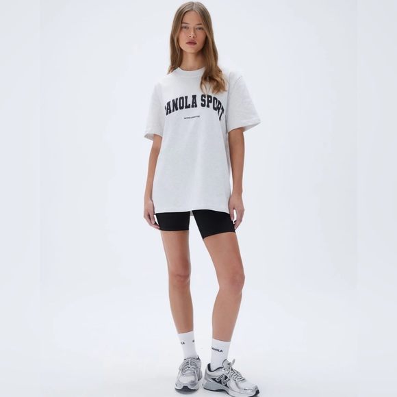 Adanola Sport Short Sleeve Oversized T-shirt - Grey Melange, Small Graphic Tee - Picture 2 of 4